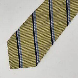 Lauren Ralph Lauren Repp Tie Yellow Blue Striped Silk USA